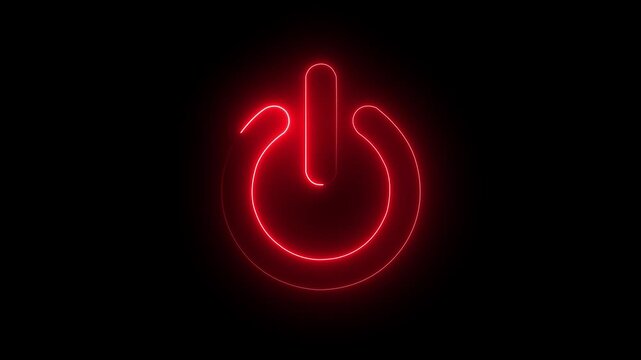 Power batton icon animation on black background. Animated of power baton on off concept 4k motion video animation.