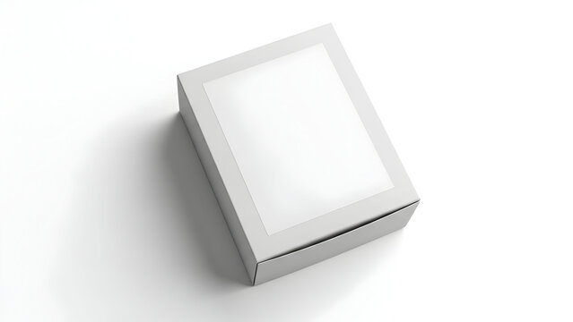 Blank White Cardboard Box with Label Mockup