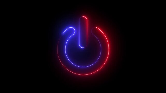 Power batton icon animation on black background. Animated of power baton on off concept 4k motion video animation.
