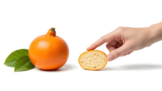 Hand Picking a Slice of Bright Orange Citrus Fruit