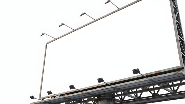 Empty Billboard with Lighting Against White Background