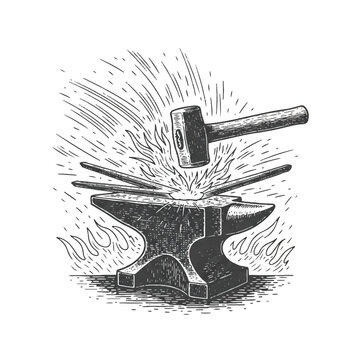 Blacksmith working on hot metal.