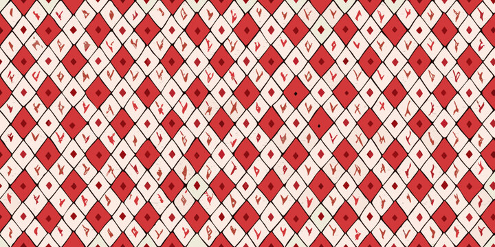 harlequin pattern classic red and cream diamond geometric design