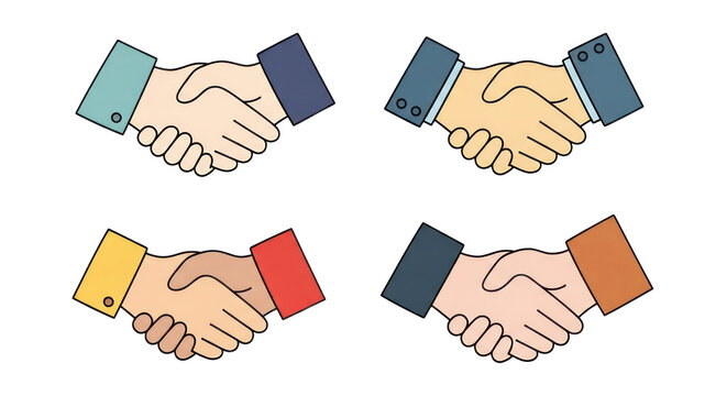 Handshake Illustration for Agreement or Partnership in Business, ideal for teamwork, cooperation, and collaboration design projects