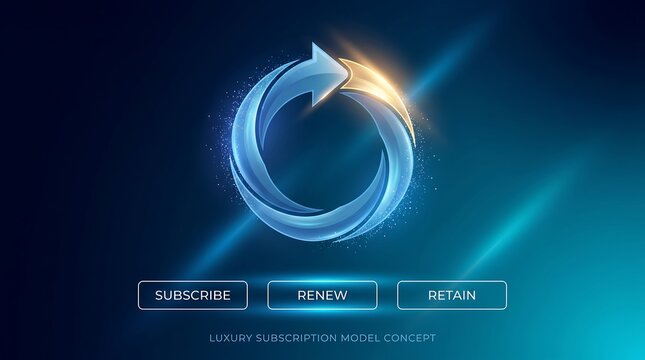 Circular arrow graphic representing a continuous customer lifecycle illustrates the cycle of subscribe, renew, and retain strategies used by modern digital platforms to optimize long term user value.