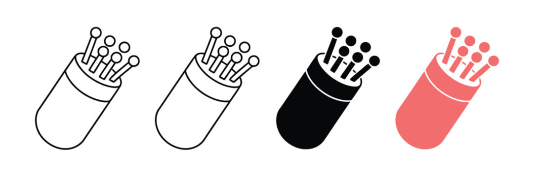 fiber optic cable icons with transparent background depicting high-speed internet data communication and network connectivity vector illustration