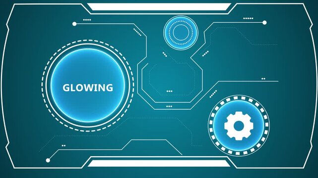 Futuristic HUD User Interface Design with Glowing Elements and High-Tech Geometric Graphics for Digital Display Dashboard.
