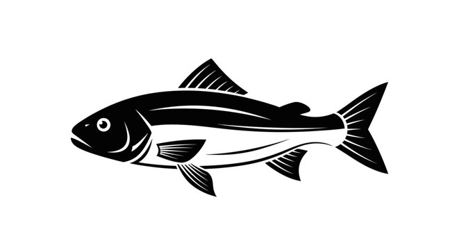 Minimalist black and white snook fish illustration for logo design