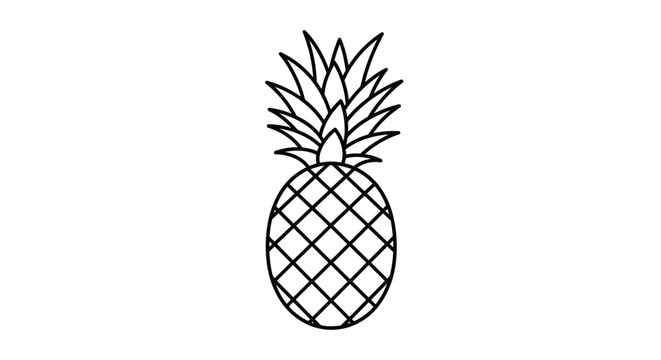 Minimalist black and white pineapple line art icon