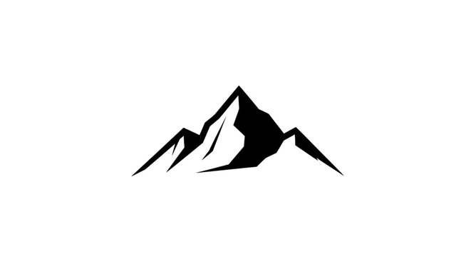 Minimalist black mountain peak silhouette isolated on white background
