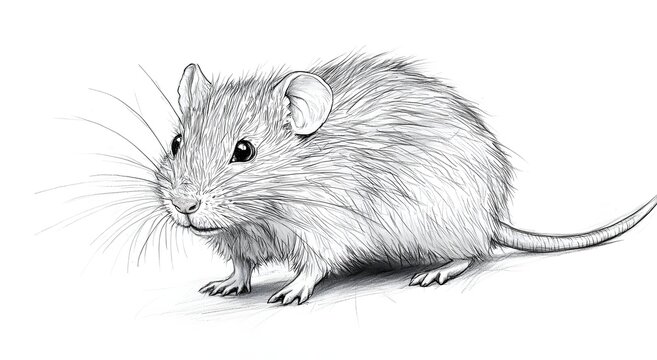 Cute little rat drawing with soft fur realism image