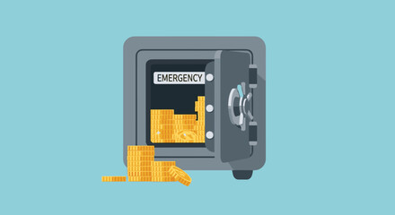 Flat minimalist illustration of gold emergency fund b © Artbibun