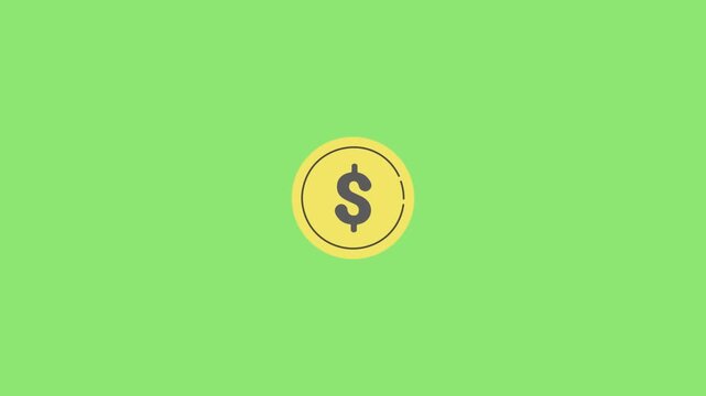 Pop-Up Gold Coin Animation on Green Screen Background (Loop)