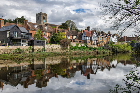 The beautiful village of Aylesford near Maidstone in Kent and the church of St Peter and St Paul and the river Medway