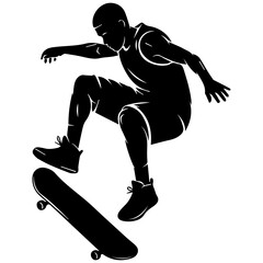 Dynamic black silhouette of a basketball player performing a slam dunk in action © kazi Motassim Billah