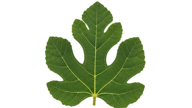 Detailed green fig leaf with prominent veins on a black background plant nature
