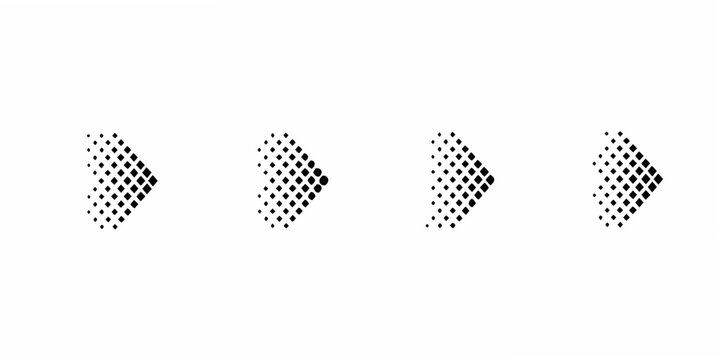 A sequence of four dotted arrows gradually fading to the right
