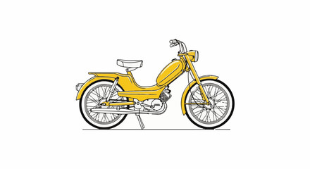 Naklejka premium A vintage yellow moped depicted from a side profile on a white background