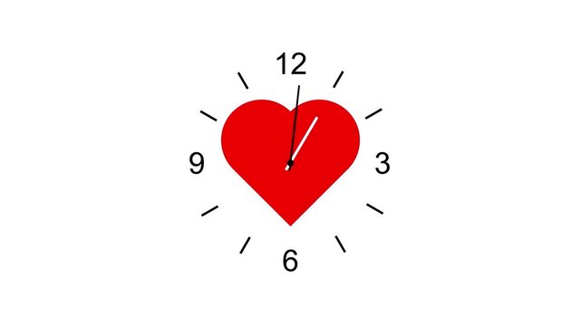 Analog clock design with moving hands animation isolated on white background