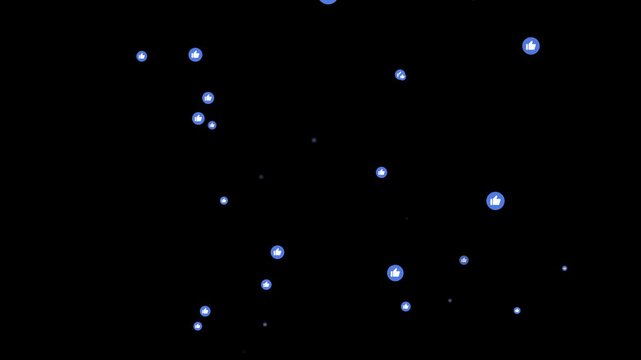 Thumb up icon explosions in circular bubbles animation isolated on black background