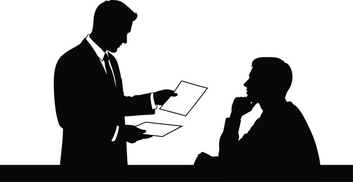 Business discussion silhouette of a presentation and attentive listener