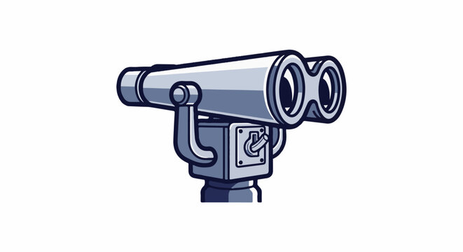 A stylized cartoon depiction of a metal viewing scope on a stand