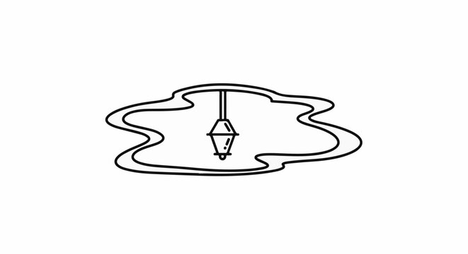 A stylized outline of a hanging lamp above an amorphous puddle shape