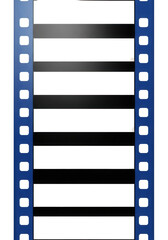 Fototapeta premium Film strip with transparent background, blue frame, black and white stripes