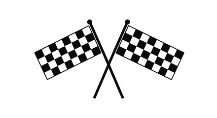 Fototapeta premium Two crossed checkered flags, iconic symbols of the finish line in racing, competition, and sports events. Represents victory, success, speed, and goals.