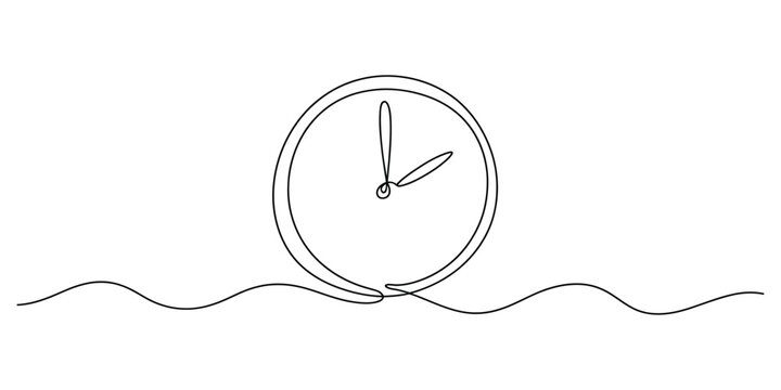 Continuous single line drawing of a simple wall clock