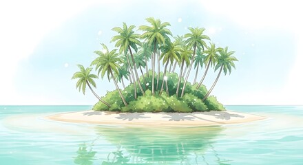 Fototapeta premium Tropical island paradise lush vegetation and turquoise waters