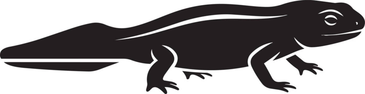 Black silhouette of a salamander or newt a simple vector illustration for nature or science concepts isolated on white