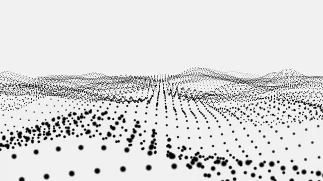 Black color digital dot wave on the white background animation.