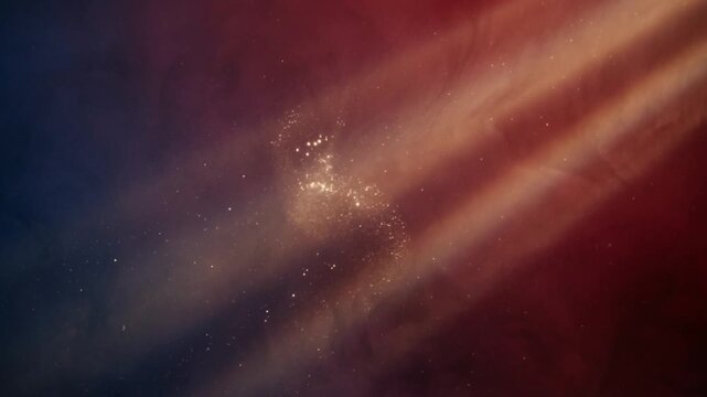 An abstract dark blue nebula clouds the deep cosmos with bright stars and a glowing supernova across this fantasy outer space galaxy illustration