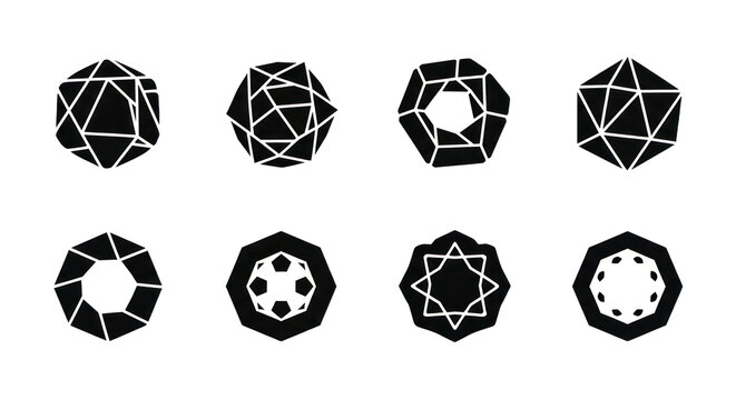 Set of 10 geometric polyhedra models for educational and design projects, ideal for mathematics, science, or architecture themes in creative visuals