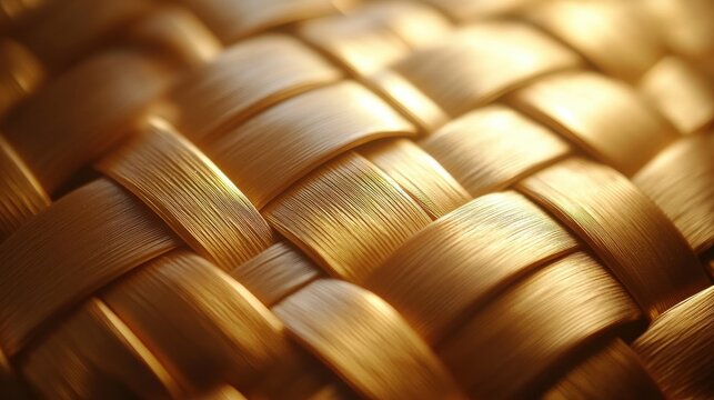 Golden interwoven basket weave with textured intricate pattern