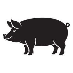 Fototapeta premium Pig silhouette black and white animal shape on a transparent background high quality professional detailed modern elegant stylish clean crisp vibrant
