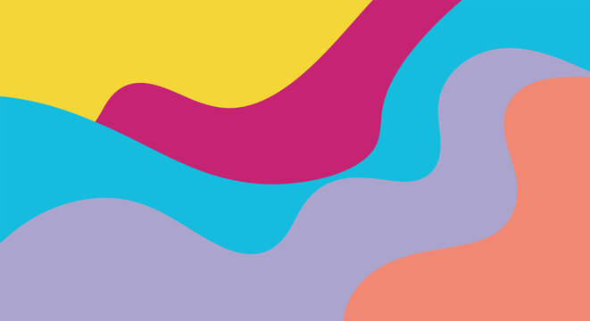 A vibrant abstract background with flowing colorful wave shapes in bright modern tones