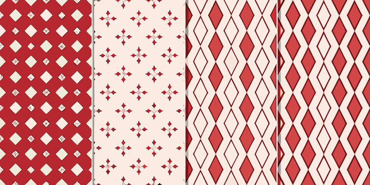 harlequin pattern classic red and cream diamond geometric design