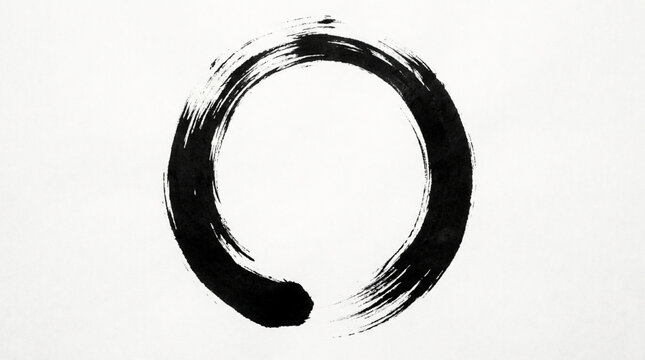 Black ink brush stroke circle