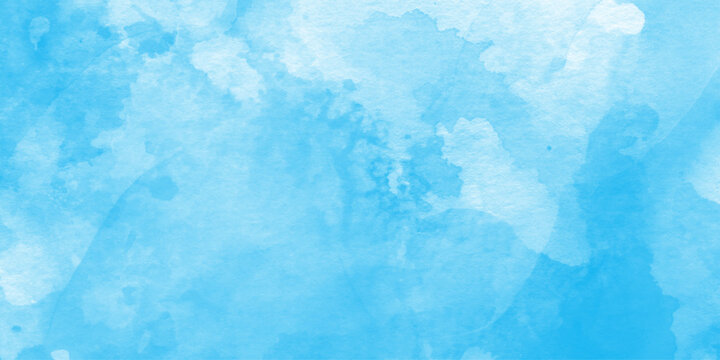 Abstract blue watercolor cloudiness, bright multicolor hand drawn illustration, hand painted abstract soft blue watercolor sky and clouds.