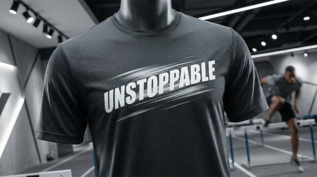 Black t-shirt with unstoppable motivational typography
