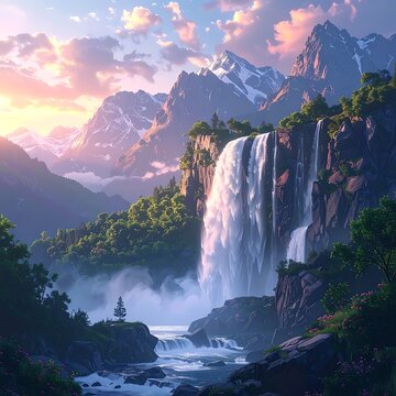 Majestic mountain waterfall (1)