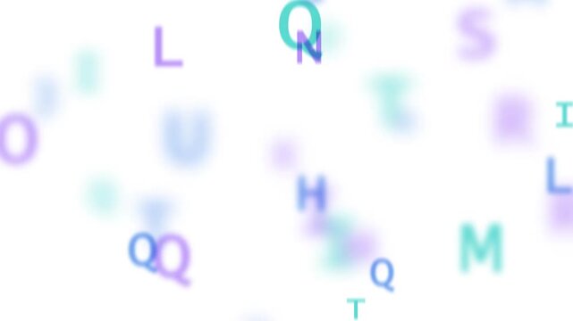 Dynamic typography animation with scattered glowing letters in bokeh style