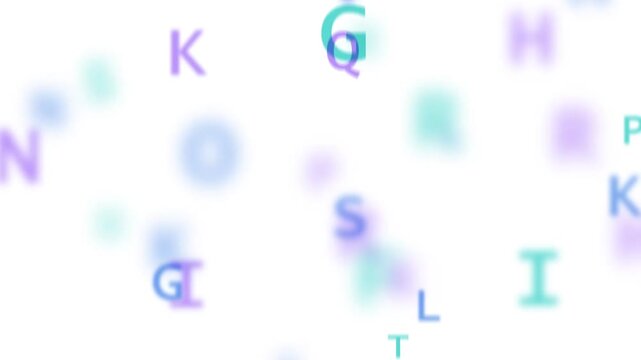 Dynamic typography animation with scattered glowing letters in bokeh style
