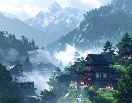 Misty mountain village (3)