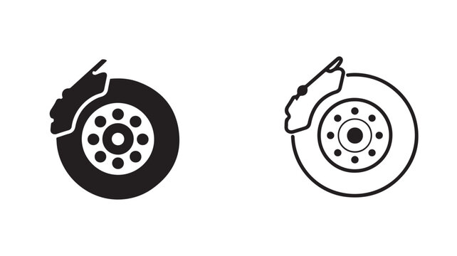 Car Brake Icons for Automotive Repair and Vehicle Braking System Maintenance Concepts
