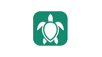 Minimalist white turtle icon on a rounded square teal background © mang