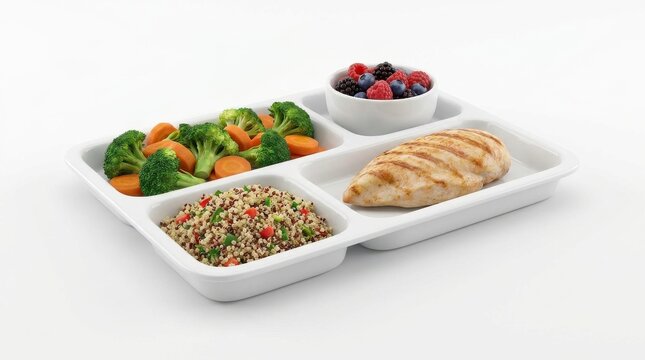 Portion control tray, diet element, isolated on white background
