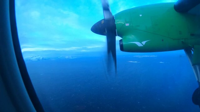 Twin Prop Approach Over Leknes-Bodo, Lofoten Norway. In winter, February 2026